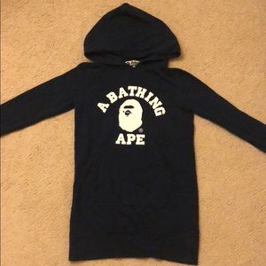 A Bathing Ape Bape long length navy hoodie